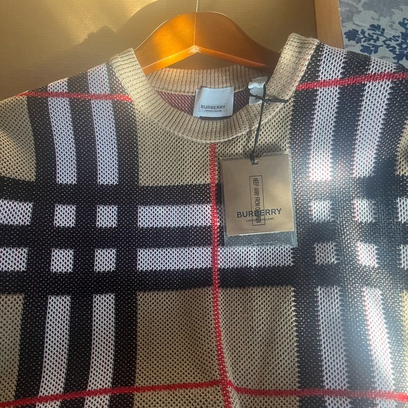 NEW & Authentic Burberry sweater in cotton blend piqué, jacquard-knitted Small. - Picture 3 of 10